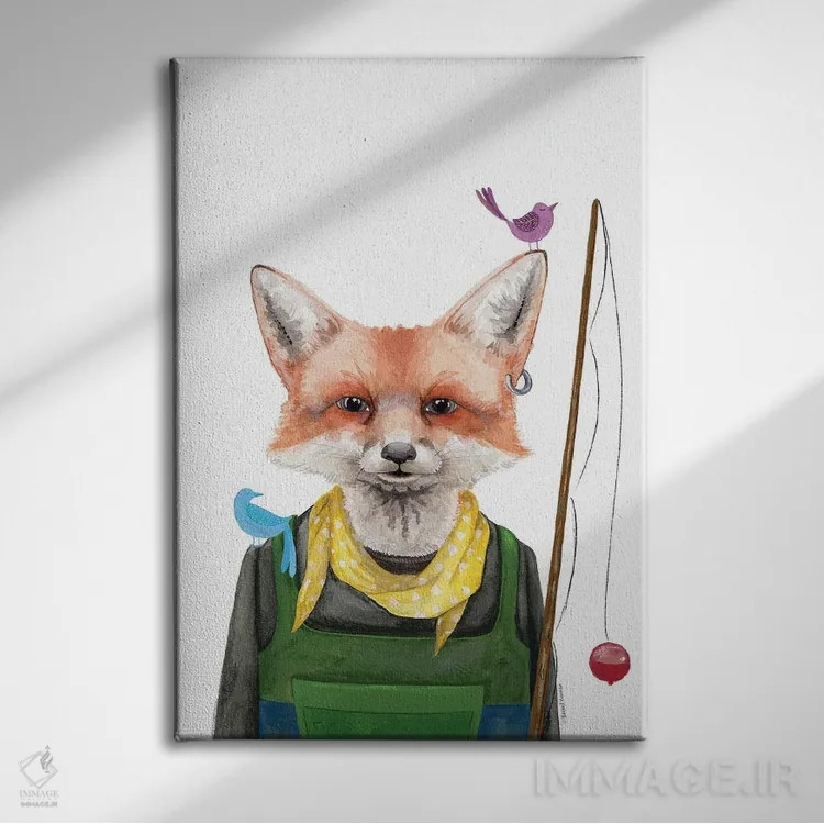 تابلو دکوراتیو روباه ماهیگیر اثر ریچل نیمان - نمای روبهرو روی دیوار