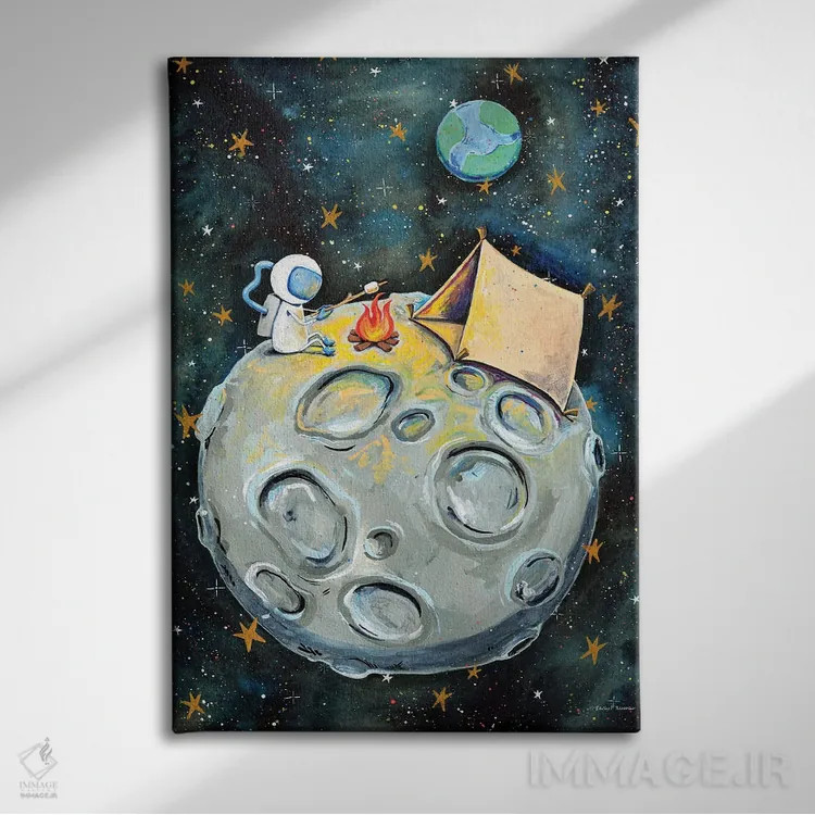 تابلو دکوراتیو فضانورد کمپ زننده اثر ریچل نیمان - نمای روبهرو روی دیوار