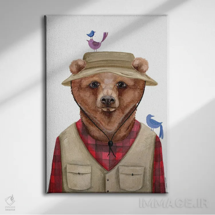 تابلو دکوراتیو خرس کمپ زننده اثر ریچل نیمان - نمای روبهرو روی دیوار