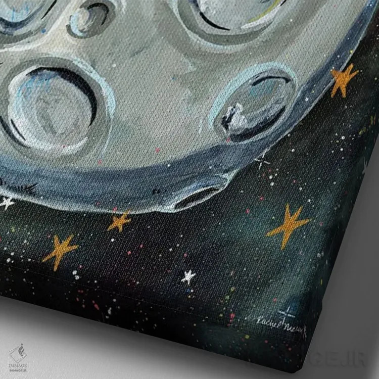 تابلو دکوراتیو فضانورد کمپ زننده اثر ریچل نیمان - نمای نزدیک بافت بوم