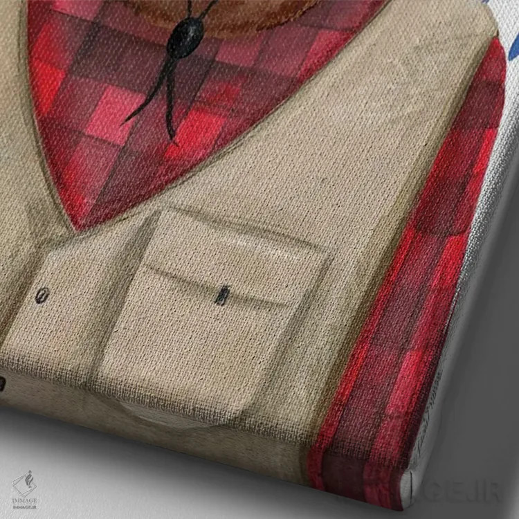 تابلو دکوراتیو خرس کمپ زننده اثر ریچل نیمان - نمای نزدیک بافت بوم