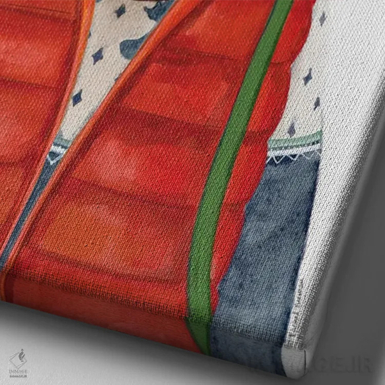 تابلو دکوراتیو گوزن کمپ زننده اثر ریچل نیمان - نمای نزدیک بافت بوم