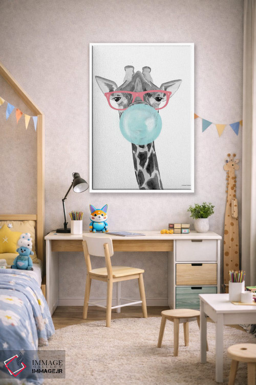 تابلو دکوراتیو زرافه آدامس بادکنکی اثر ریچل نیمان - D1W