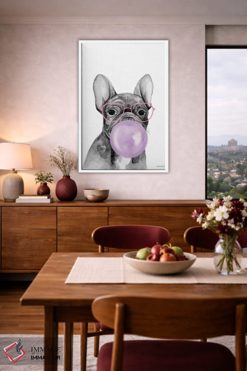 تابلو دکوراتیو توله سگ آدامس بادکنکی اثر ریچل نیمان - D4W