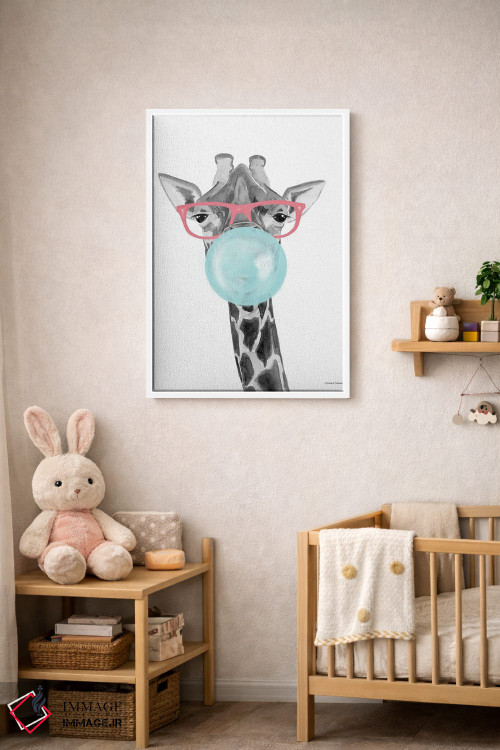 تابلو دکوراتیو زرافه آدامس بادکنکی اثر ریچل نیمان - D3W
