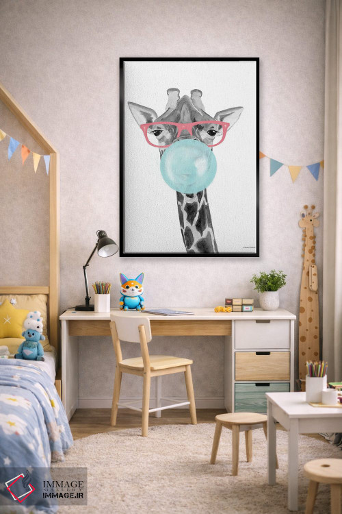 تابلو دکوراتیو زرافه آدامس بادکنکی اثر ریچل نیمان - D2B