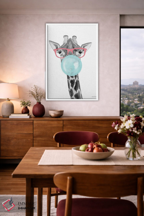 تابلو دکوراتیو زرافه آدامس بادکنکی اثر ریچل نیمان - D4W