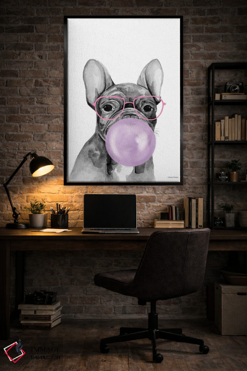 تابلو دکوراتیو توله سگ آدامس بادکنکی اثر ریچل نیمان - D6B