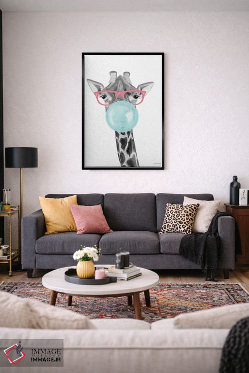 تابلو دکوراتیو زرافه آدامس بادکنکی اثر ریچل نیمان - D5B