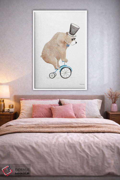 تابلو دکوراتیو خرس سوار دوچرخه اثر ریچل نیمان - D1W
