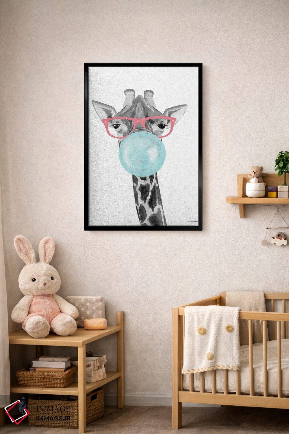 تابلو دکوراتیو زرافه آدامس بادکنکی اثر ریچل نیمان - D6B