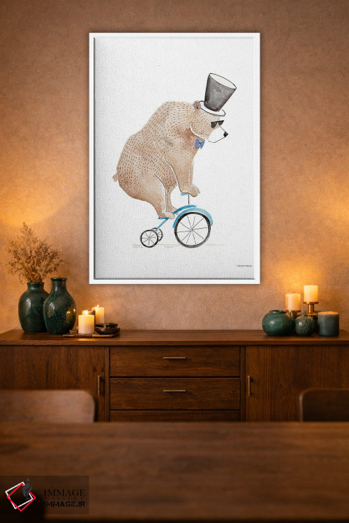 تابلو دکوراتیو خرس سوار دوچرخه اثر ریچل نیمان - D2W