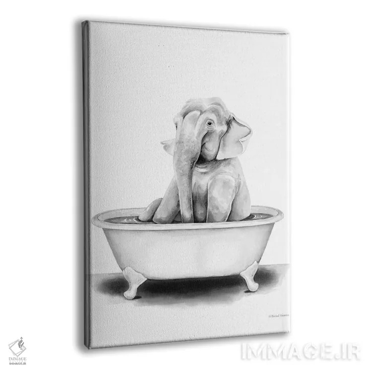 تابلو دکوراتیو فیل در وان حمام اثر ریچل نیمان - نمای پرسپکتیو محصول