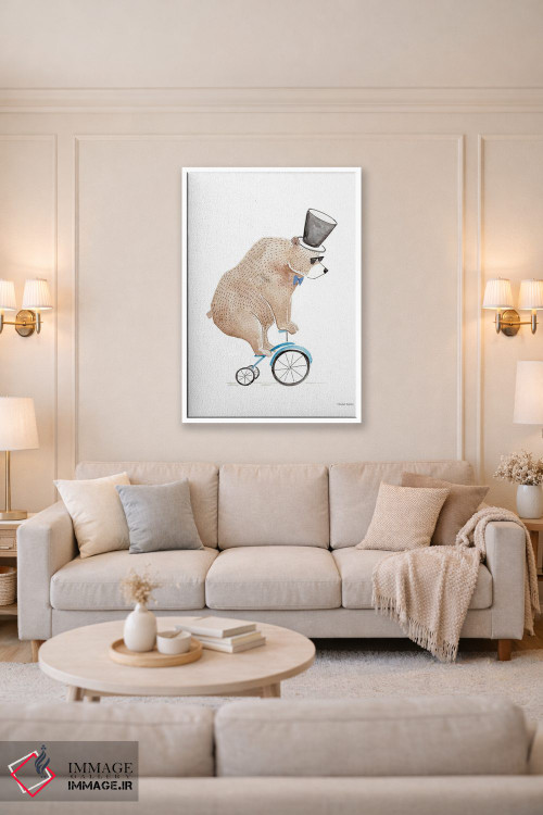 تابلو دکوراتیو خرس سوار دوچرخه اثر ریچل نیمان - D3W