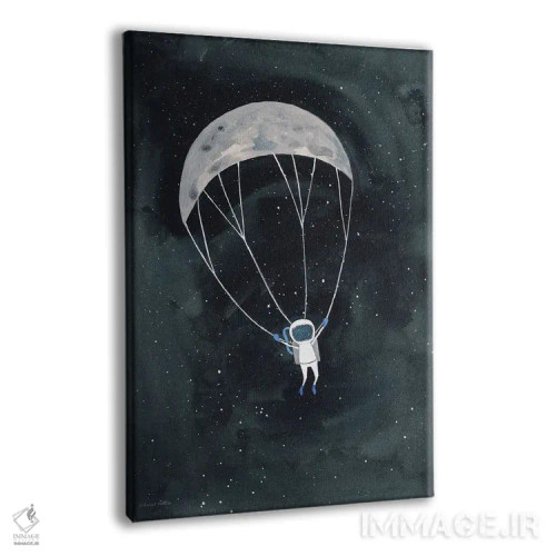 تابلو دکوراتیو ماه با چتر نجات اثر ریچل نیمان - نمای پرسپکتیو محصول