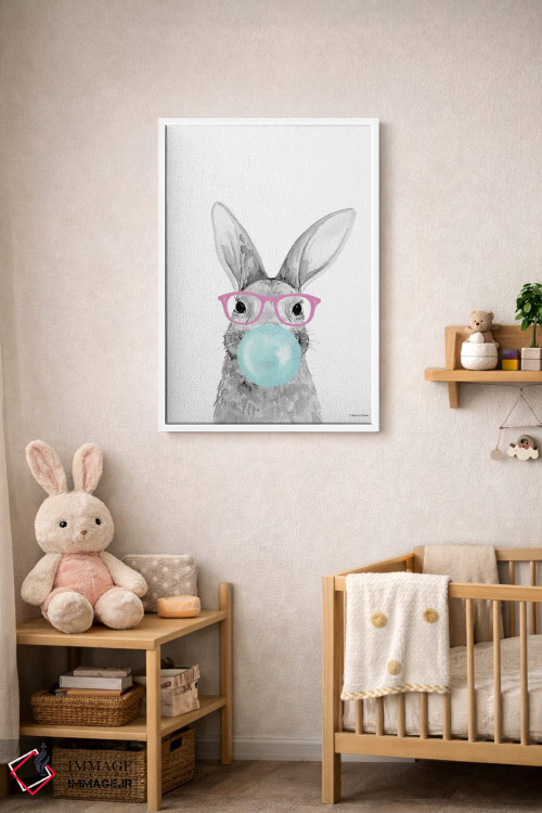 تابلو دکوراتیو خرگوش آدامس بادکنکی اثر ریچل نیمان - D3W