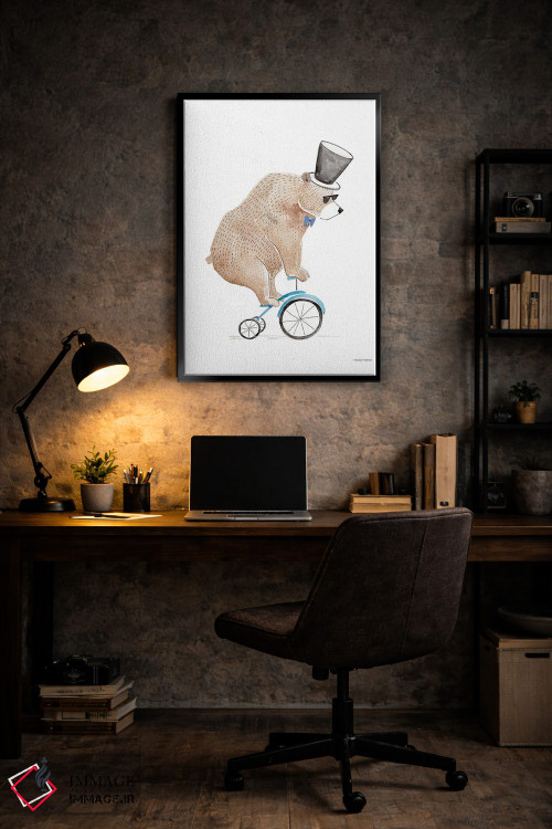 تابلو دکوراتیو خرس سوار دوچرخه اثر ریچل نیمان - D6B