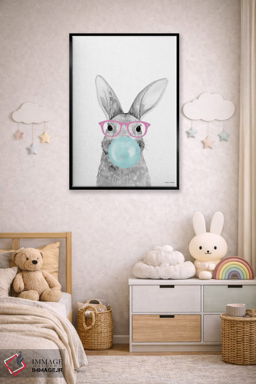 تابلو دکوراتیو خرگوش آدامس بادکنکی اثر ریچل نیمان - D5B