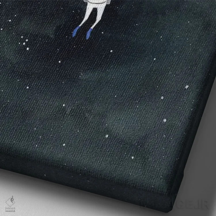 تابلو دکوراتیو ماه با چتر نجات اثر ریچل نیمان - نمای نزدیک بافت بوم