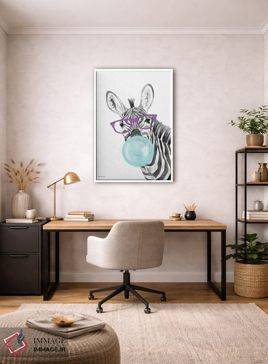 تابلو دکوراتیو گورخر آدامس بادکنکی اثر ریچل نیمان - D3W