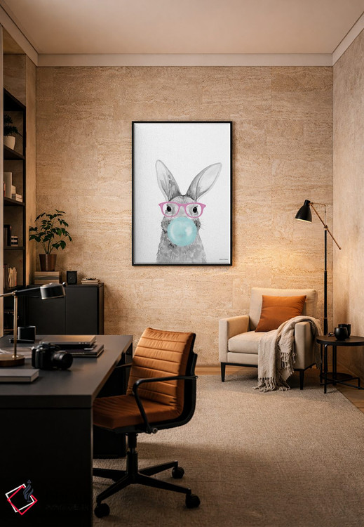 تابلو دکوراتیو خرگوش آدامس بادکنکی اثر ریچل نیمان - D6B