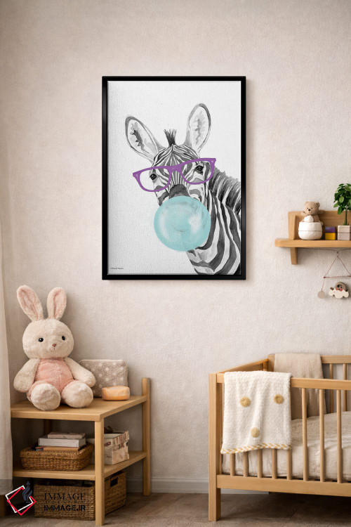 تابلو دکوراتیو گورخر آدامس بادکنکی اثر ریچل نیمان - D4B