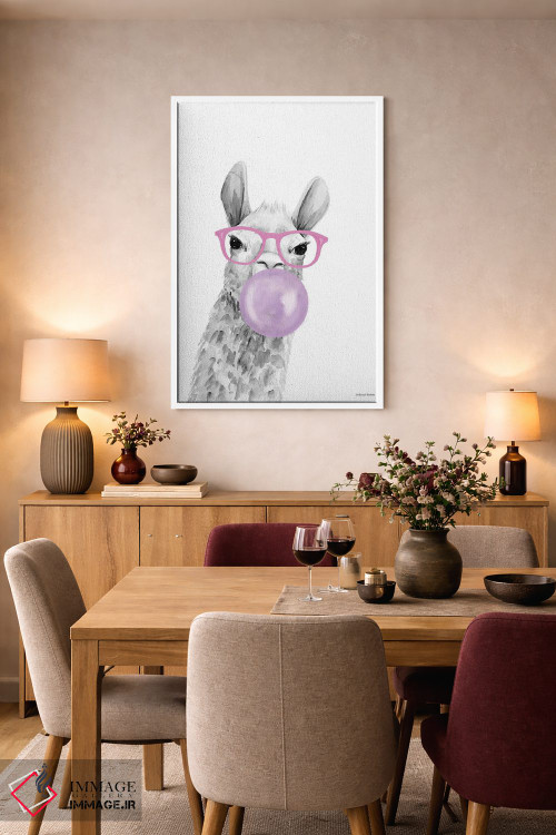 تابلو دکوراتیو آلپاکای آدامس بادکنکی اثر ریچل نیمان - D6W