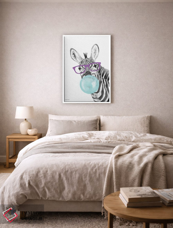 تابلو دکوراتیو گورخر آدامس بادکنکی اثر ریچل نیمان - D6W