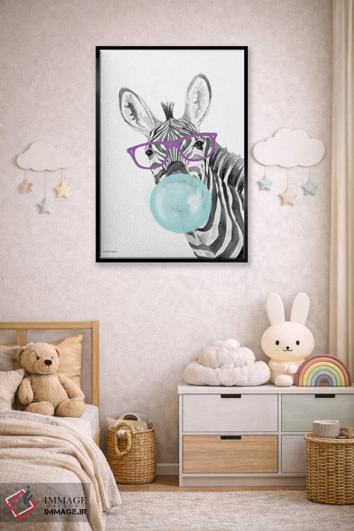 تابلو دکوراتیو گورخر آدامس بادکنکی اثر ریچل نیمان - D5B