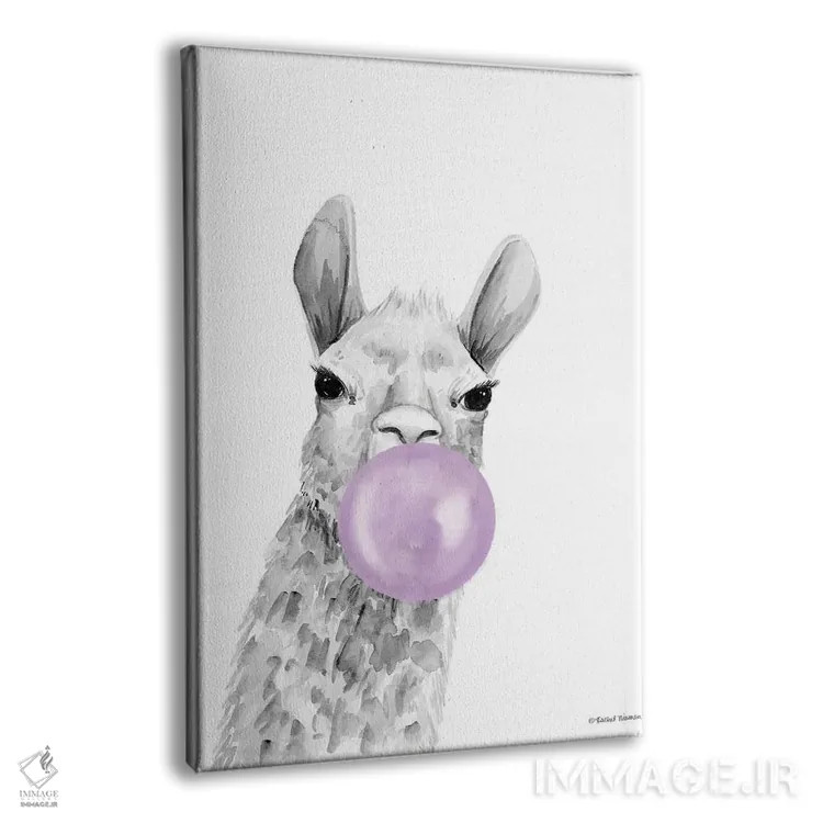تابلو دکوراتیو آلپاکای بادکنکی اثر ریچل نیمان - نمای پرسپکتیو محصول