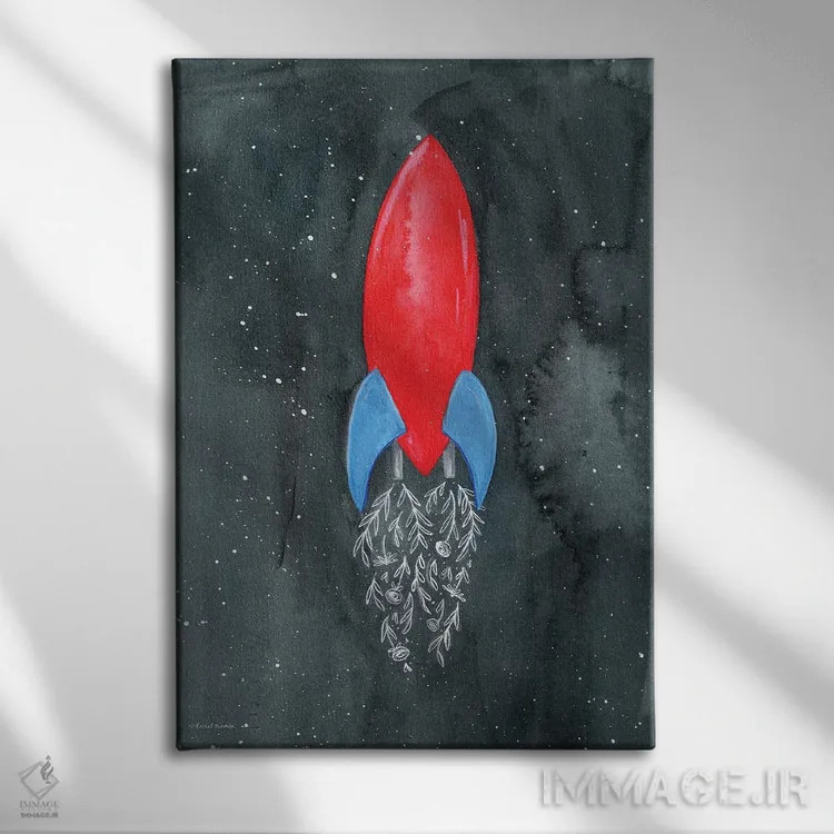 تابلو دکوراتیو موشک گلی اثر ریچل نیمان - نمای روبهرو روی دیوار
