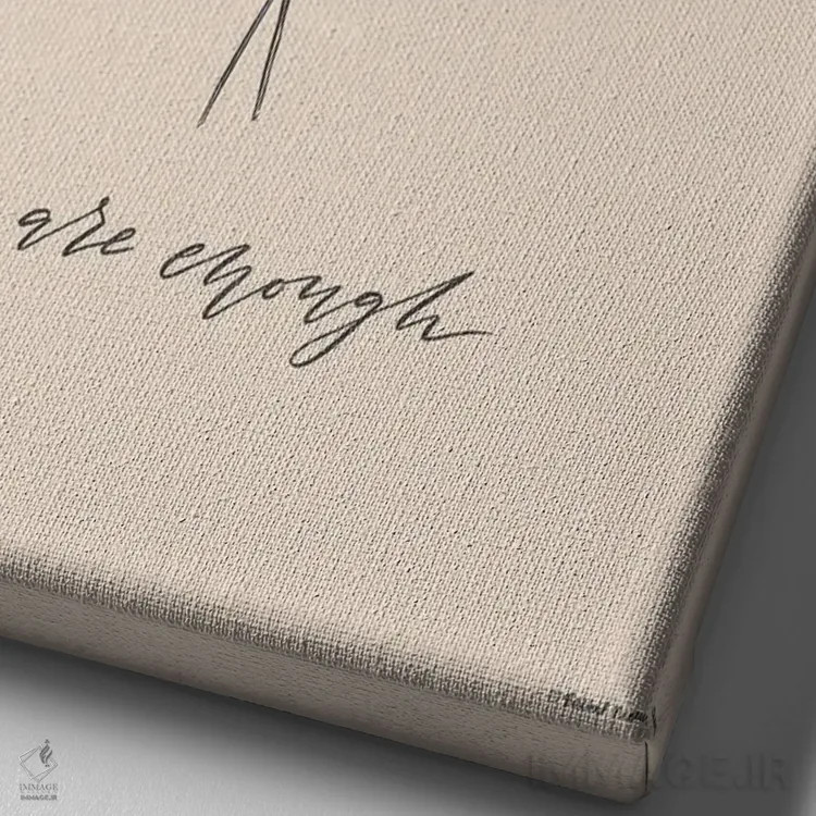 تابلو مینیمال تو کافی هستی اثر ریچل نیمان - نمای نزدیک بافت بوم