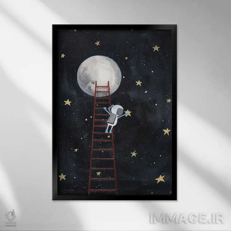 تابلو دکوراتیو ستاره ای را بگیر اثر ریچل نیمان - نمای قابدار مشکی