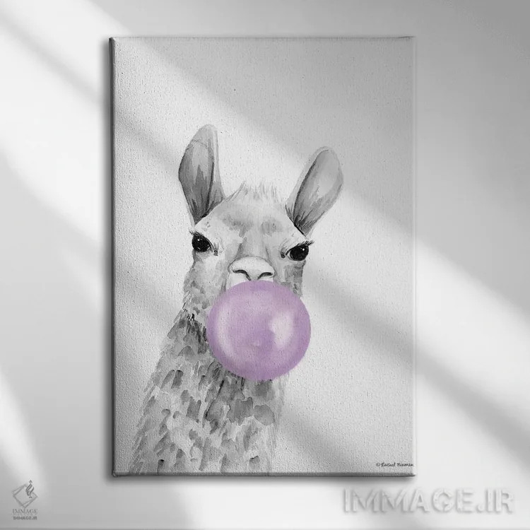 تابلو دکوراتیو آلپاکای بادکنکی اثر ریچل نیمان - نمای روبهرو روی دیوار