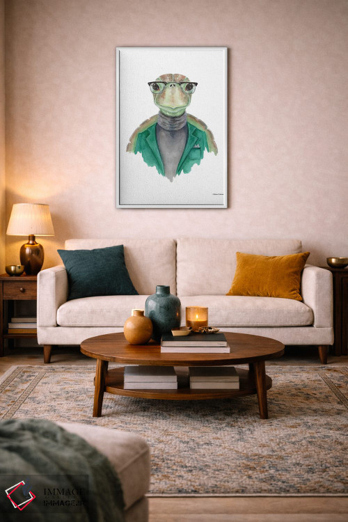 تابلو دکوراتیو لاک پشت با یقه اسکی اثر ریچل نیمان - D2W