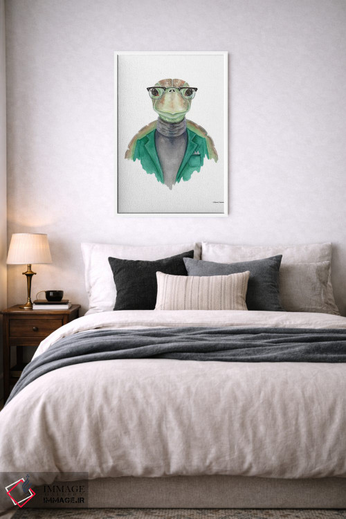 تابلو دکوراتیو لاک پشت با یقه اسکی اثر ریچل نیمان - D5W