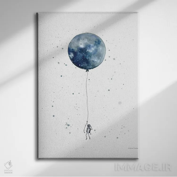 تابلو دکوراتیو بادکنک ماه اثر ریچل نیمان - نمای روبهرو روی دیوار