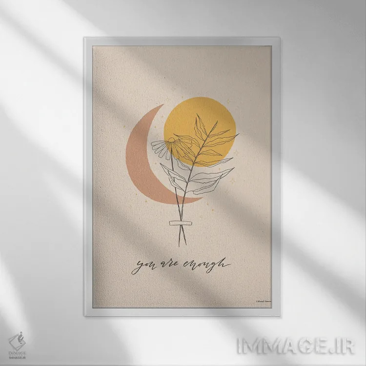 تابلو مینیمال تو کافی هستی اثر ریچل نیمان - نمای قابدار سفید