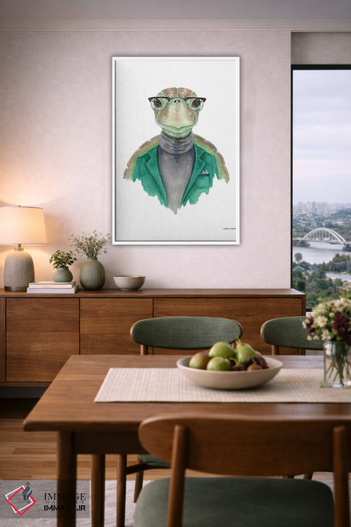 تابلو دکوراتیو لاک پشت با یقه اسکی اثر ریچل نیمان - D6W