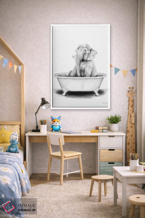 تابلو دکوراتیو فیل در وان حمام اثر ریچل نیمان - D1W