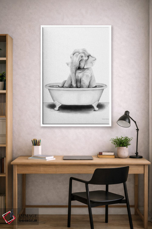 تابلو دکوراتیو فیل در وان حمام اثر ریچل نیمان - D2W
