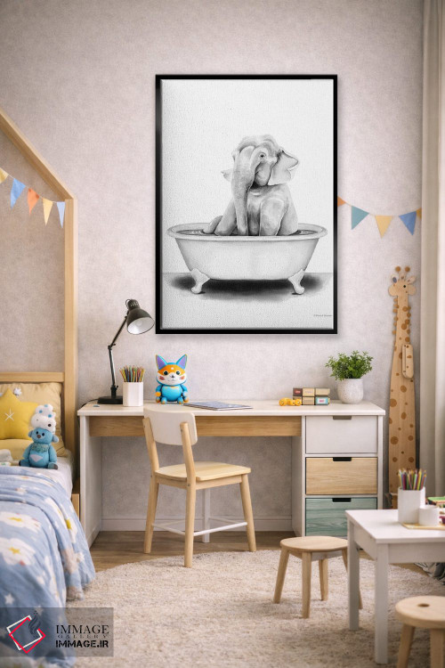 تابلو دکوراتیو فیل در وان حمام اثر ریچل نیمان - D3B
