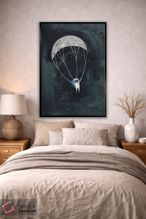 تابلو دکوراتیو ماه با چتر نجات اثر ریچل نیمان - D1B