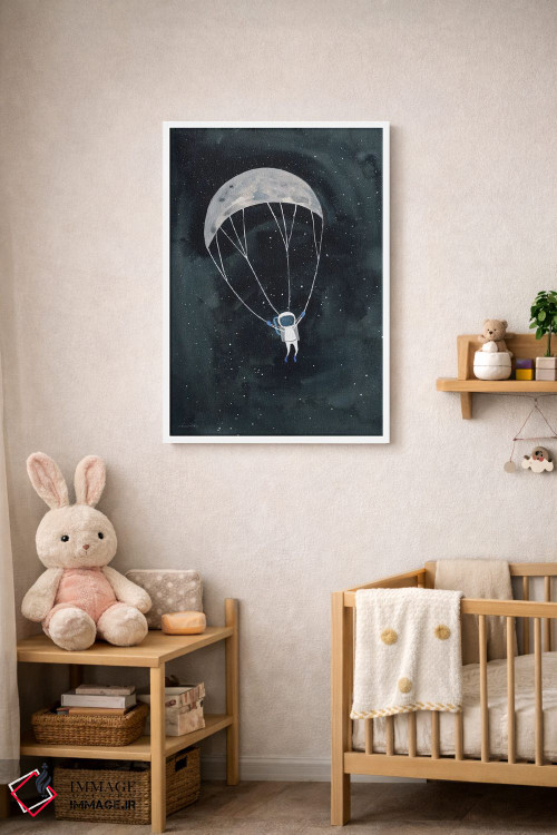 تابلو دکوراتیو ماه با چتر نجات اثر ریچل نیمان - D3W