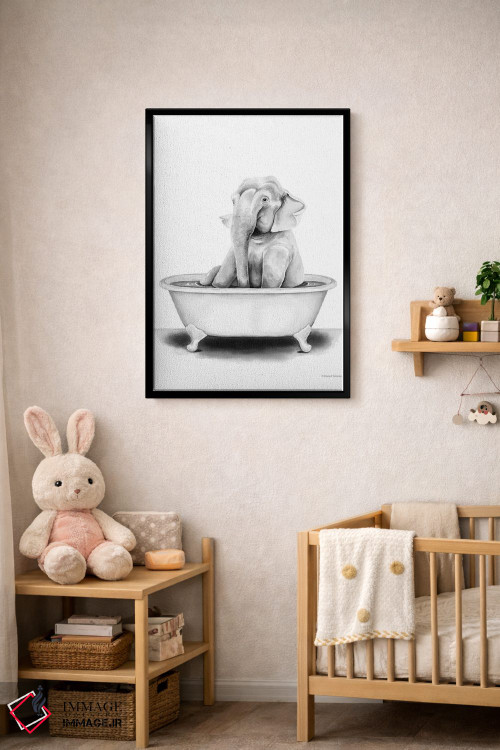 تابلو دکوراتیو فیل در وان حمام اثر ریچل نیمان - D4B