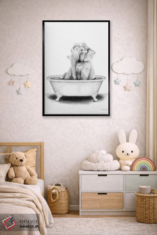 تابلو دکوراتیو فیل در وان حمام اثر ریچل نیمان - D5B