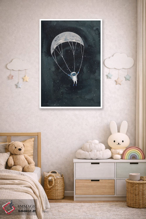 تابلو دکوراتیو ماه با چتر نجات اثر ریچل نیمان - D4W