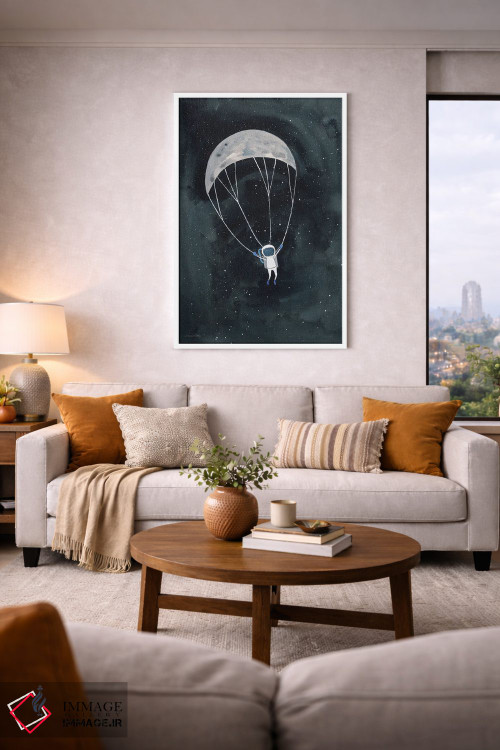 تابلو دکوراتیو ماه با چتر نجات اثر ریچل نیمان - D5W