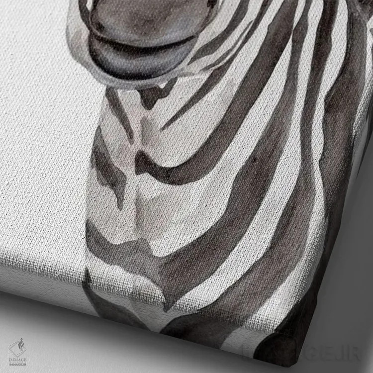 تابلو دکوراتیو گورخر سافاری در حال قایم باشک اثر ریچل نیمان - نمای نزدیک بافت بوم