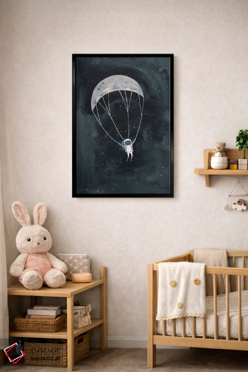 تابلو دکوراتیو ماه با چتر نجات اثر ریچل نیمان - D6B